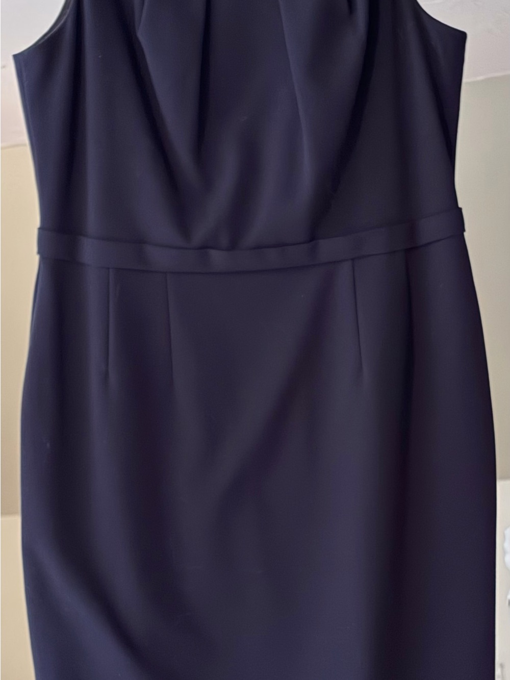 Tahari Navy Sleeveless Midi Sheath Dress